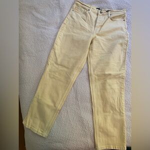 Banana Republic high-rise straight washwell jeans, size 29 in pale yellow